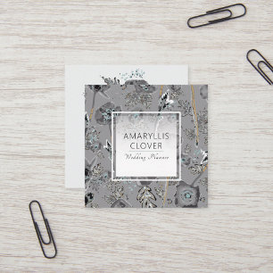 Carte De Visite Carré Pépies Aquarelle Motif Floral