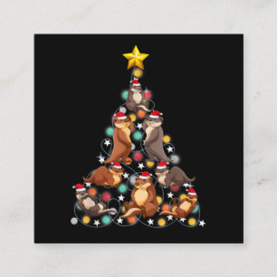 Carte De Visite Carré père Noël loutre arbre de noël  loutre drôle noël