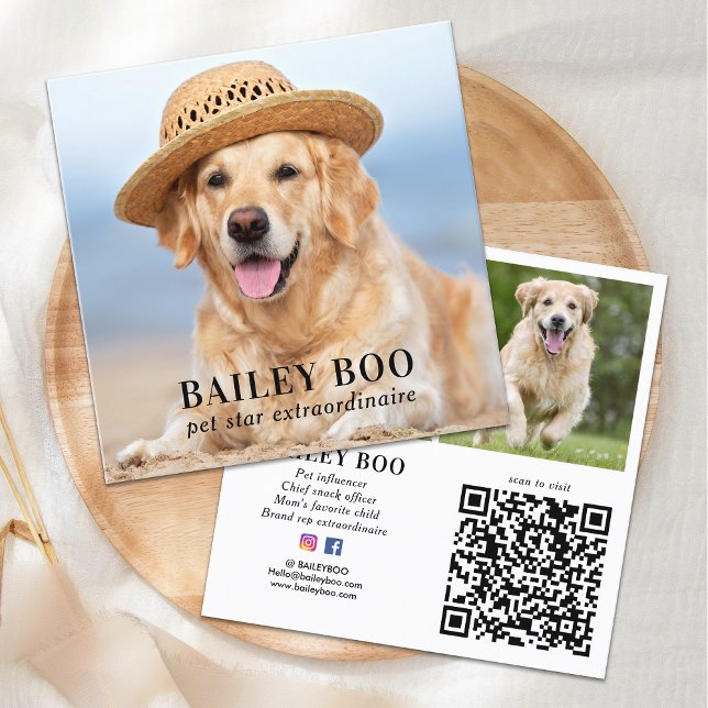 Carte De Visite Carré Personnalisé 3 Photo Médias sociaux modernes QR Co (Créateur téléchargé)