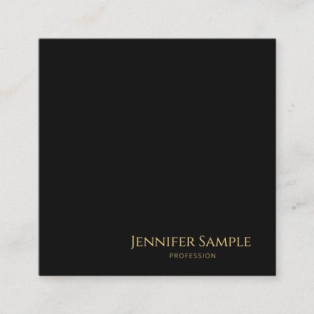 Carte De Visite Carré Personnalisé Moderne Élégant Modèle de luxe Black  (Devant)