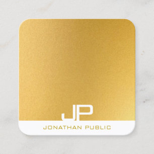Carte De Visite Carré Personnalisé Moderne Élégant Monogram Gold Look Mo