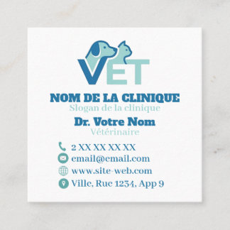 Carte De Visite Carré Personnalisée Vétérinaire Moderne Avec Logo