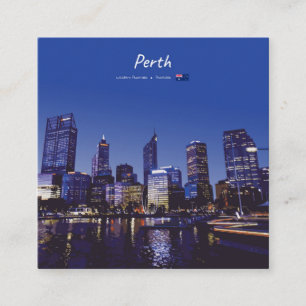 Carte De Visite Carré Perth, Australie - Ciel de la ville la nuit