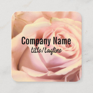Carte De Visite Carré Pétales de rose rose pâle  Floral personnalisé élé