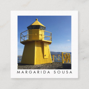 Carte De Visite Carré Phare jaune Islande Voyage photo Tourisme