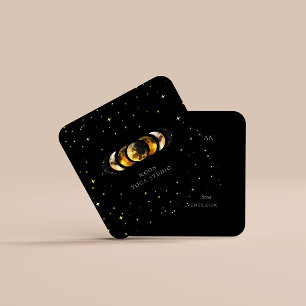 Carte De Visite Carré Phases de lune d'or céleste