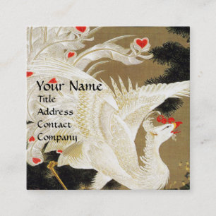 Carte De Visite Carré PHOENIX D'AMOUR VOLANT, Plumes blanches, Coeurs, F