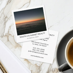 Carte De Visite Carré Photo de coucher de soleil côtier d'agent immobili
