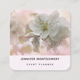 Carte De Visite Carré Photo en fleurs de pomme blanche