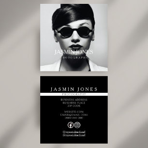 Carte De Visite Carré Photo en noir et blanc sur les médias sociaux