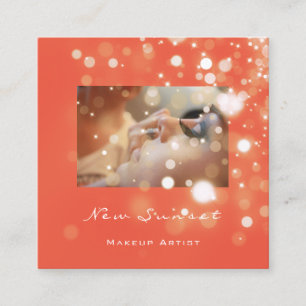 Carte De Visite Carré Photo Maquillage Artiste Eyelash Brows Coral Spark
