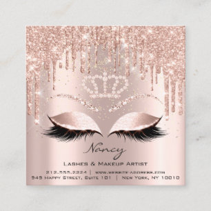 Carte De Visite Carré Photo Maquillage Artiste Eyelashes Brow Rose Gold 