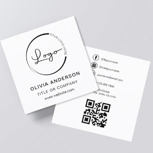Carte De Visite Carré Photo minimaliste moderne avec code QR Médias soci