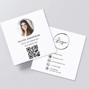 Carte De Visite Carré Photo moderne professionnelle QR Code Médias socia