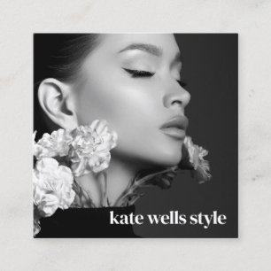 Carte De Visite Carré Photo noire Icônes de réseau de médias sociaux