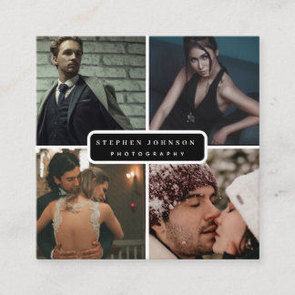 Carte De Visite Carré Photographe 4 Photos QR Code Social Media Icons