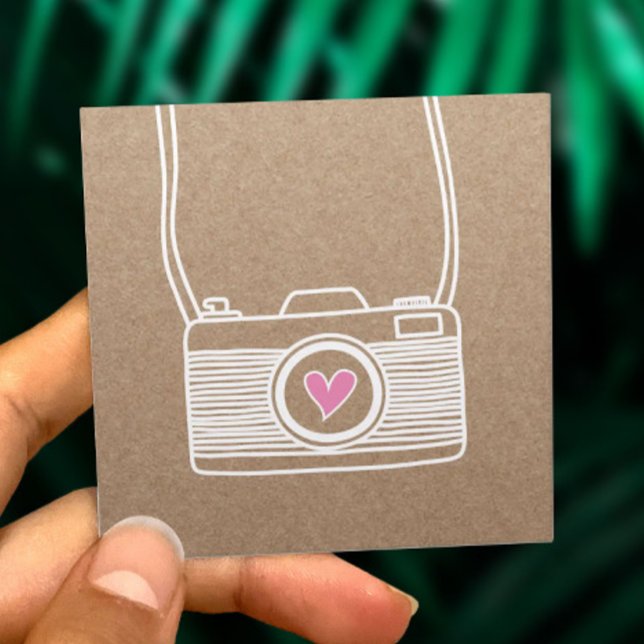 Carte De Visite Carré Photographe Cute Camera Photographie Rustique Kraf (Créateur téléchargé)