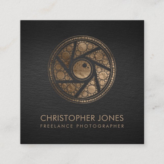 Carte De Visite Carré Photographe de luxe de Shutter Camera Gold (Devant)