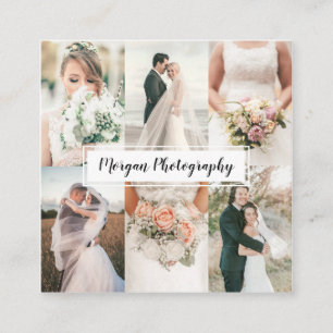 Carte De Visite Carré Photographe mariage moderne photo collage minimal