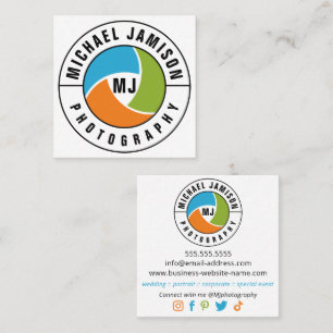 Carte De Visite Carré Photographe Moderne Shutter Texte courbe