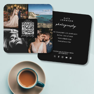 Carte De Visite Carré Photographe Photos QR Code Social Media Script