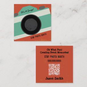 Carte De Visite Carré Photographie de cabine photo Retro QR Code