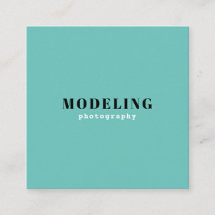 Carte De Visite Carré Photographie de modélisation turquoise et blanc mi