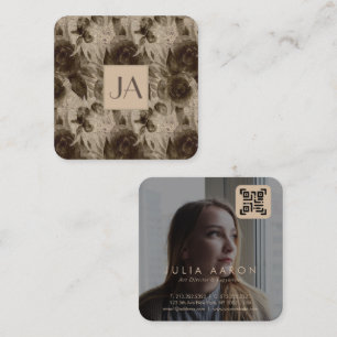 Carte De Visite Carré Photographie Florale Vintage professionnelle Code