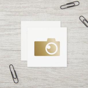 Carte De Visite Carré Photographie moderne de logo d'appareil-photo d'or