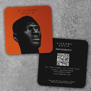 Carte De Visite Carré Photographie tendance stylish pleine photo QR Code