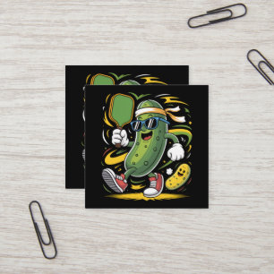 Carte De Visite Carré Pickle Jouant au Pickleball