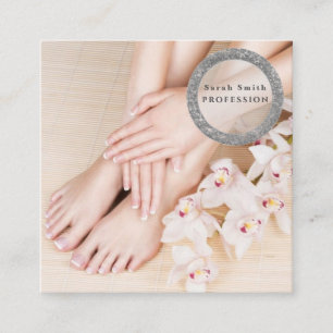 Carte De Visite Carré Pieds Femme spa salon pédicure et manucure