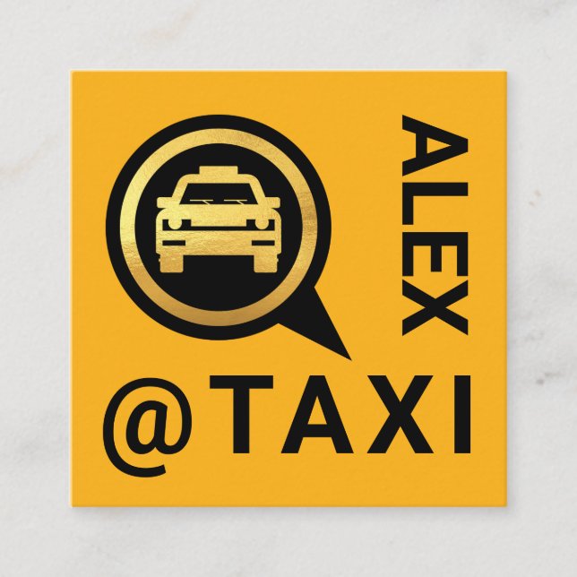 Carte De Visite Carré Pilote de boîte vocale de taxi Gold (Devant)