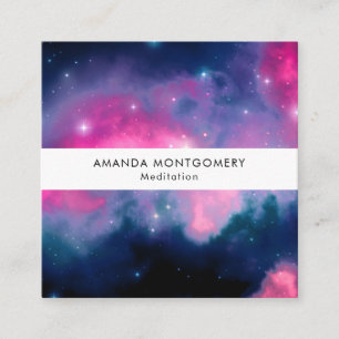 Carte De Visite Carré Pink & Blue Galaxy & Stars Abstract