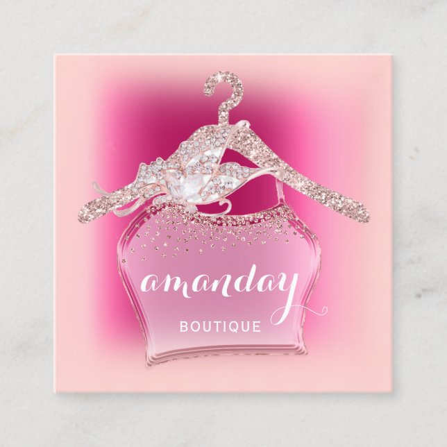 Carte De Visite Carré Pink Glam Fashion Shop Blogger Influencer (Devant)