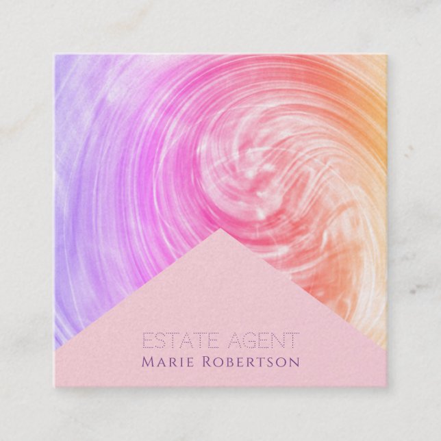 Carte De Visite Carré Pink Glisser Pastel Sunset Hues Agent immobilier (Devant)