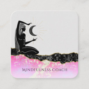 Carte De Visite Carré *~* Pink Opal Moon QR code GODDESS Meditate 