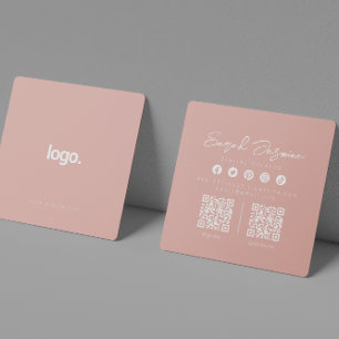 Carte De Visite Carré Pink Pastel Minimaliste Moderne Influencer Scannab