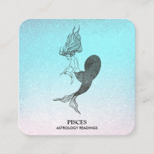 Carte De Visite Carré *~* PISCES Zodiac Astrologie Lecture Aqua Parties 