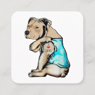 Carte De Visite Carré Pitbull Chien I Love Papa Tattoo drôle Famille