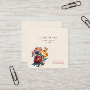 Carte De Visite Carré Pivoines de la boutique de fleuriste  