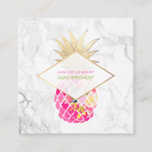 Carte De Visite Carré PixDezines Aloha Ananas/Pink+Gold/Marble