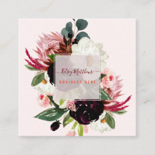 Carte De Visite Carré PixDezines aquarelle Bloom rustique