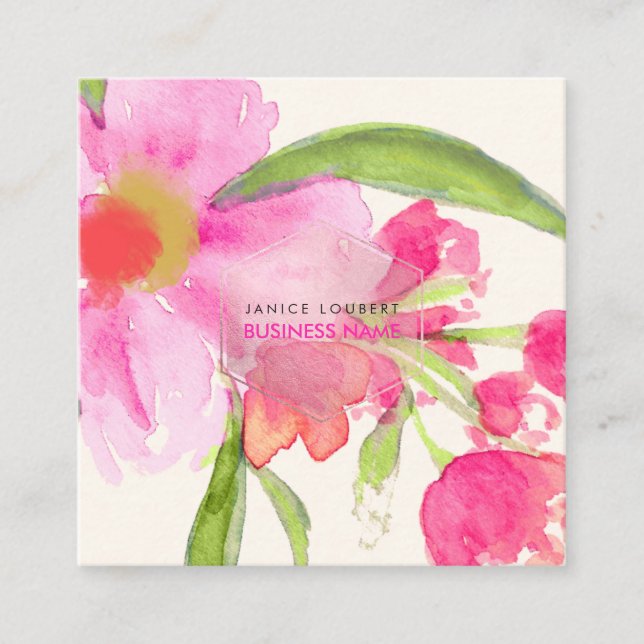 Carte De Visite Carré PixDezines Aquarelle Florale/Fleur de mai (Devant)