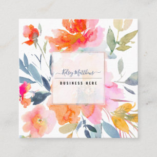 Carte De Visite Carré PixDezines Aquarelle Jardin d'été Roses