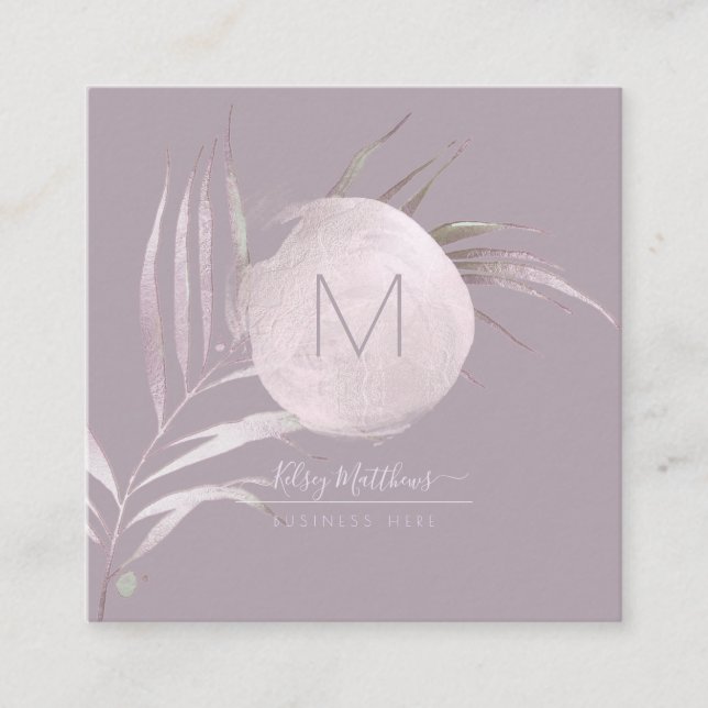 Carte De Visite Carré PixDezines Blush+Palmiers roses mauves (Devant)