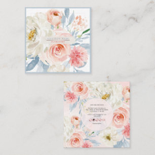 Carte De Visite Carré PixDezines Fleurs aquarelles, Blush+Bourgogne