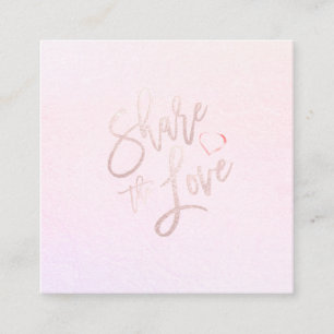 Carte De Visite Carré PixDezines Glam Partager l'amour du coeur rose et 