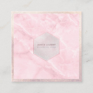 Carte De Visite Carré PixDezines Glamour Rose Marbre Quartz Rose