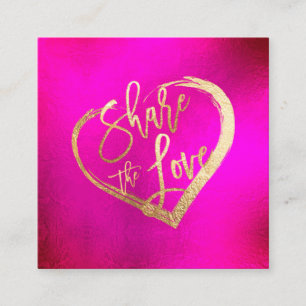 Carte De Visite Carré PixDezines Hot+Flashy Pink Gold Partagez l'amour